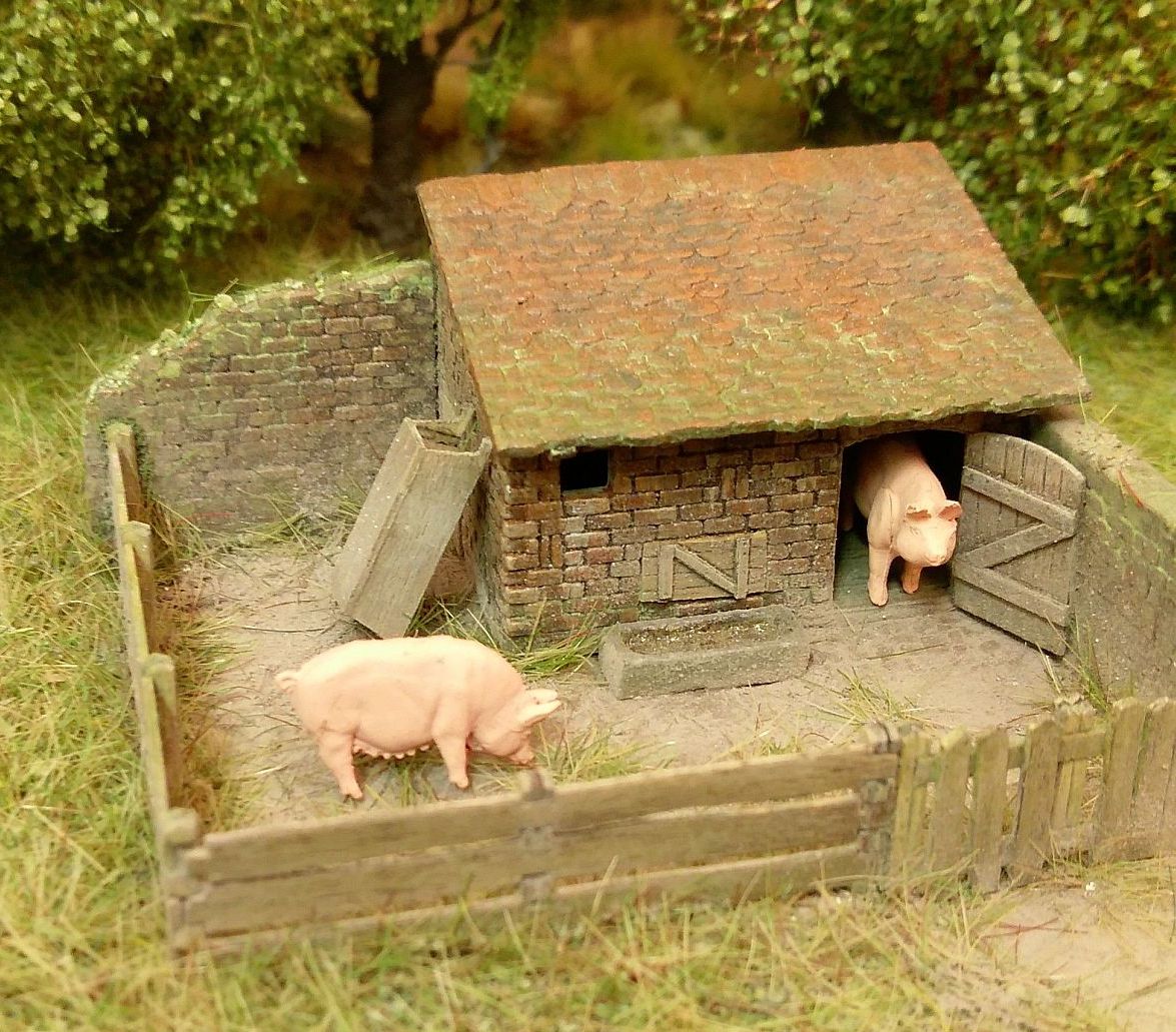 Lasercut Bausatz Schweinestall 1:87 - Langmesser-Modellwelt - Model-Scene