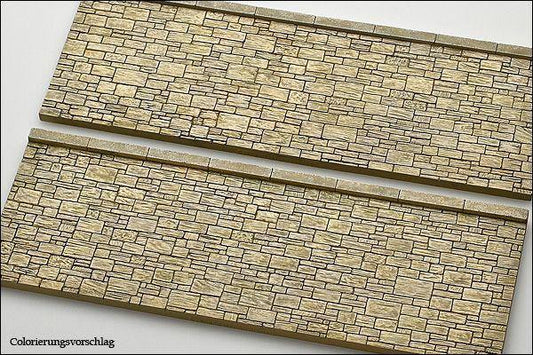 2 Stück Niedrige Natursteinmauer, Spur 0 - Langmesser-Modellwelt - Langmesser-Modellwelt