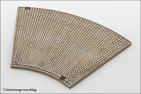 Kopfsteinpflasterstraße - Kurve, Radius 125mm, 45° - Langmesser-Modellwelt - Langmesser-Modellwelt