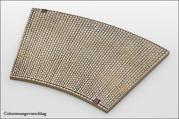 Kopfsteinpflasterstraße - Kurve, Radius 210mm, 30° - Langmesser-Modellwelt
