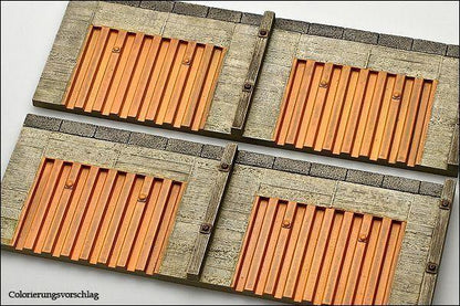 2 Stück Hafenmauer mit Holzdalben, Spur 0 - Langmesser-Modellwelt - Langmesser-Modellwelt