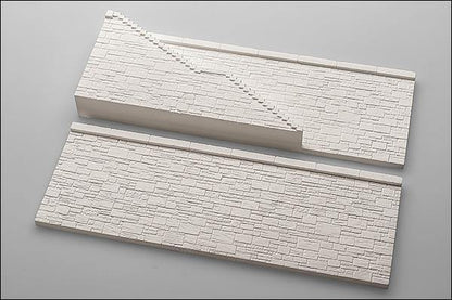 2 Stück niedrige Natursteinmauer mit Treppe, Spur 0 - Langmesser-Modellwelt - Langmesser-Modellwelt