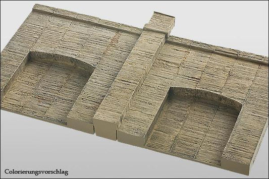 2 Stück Betonmauer, Arkaden, Segmentbogen - Langmesser-Modellwelt